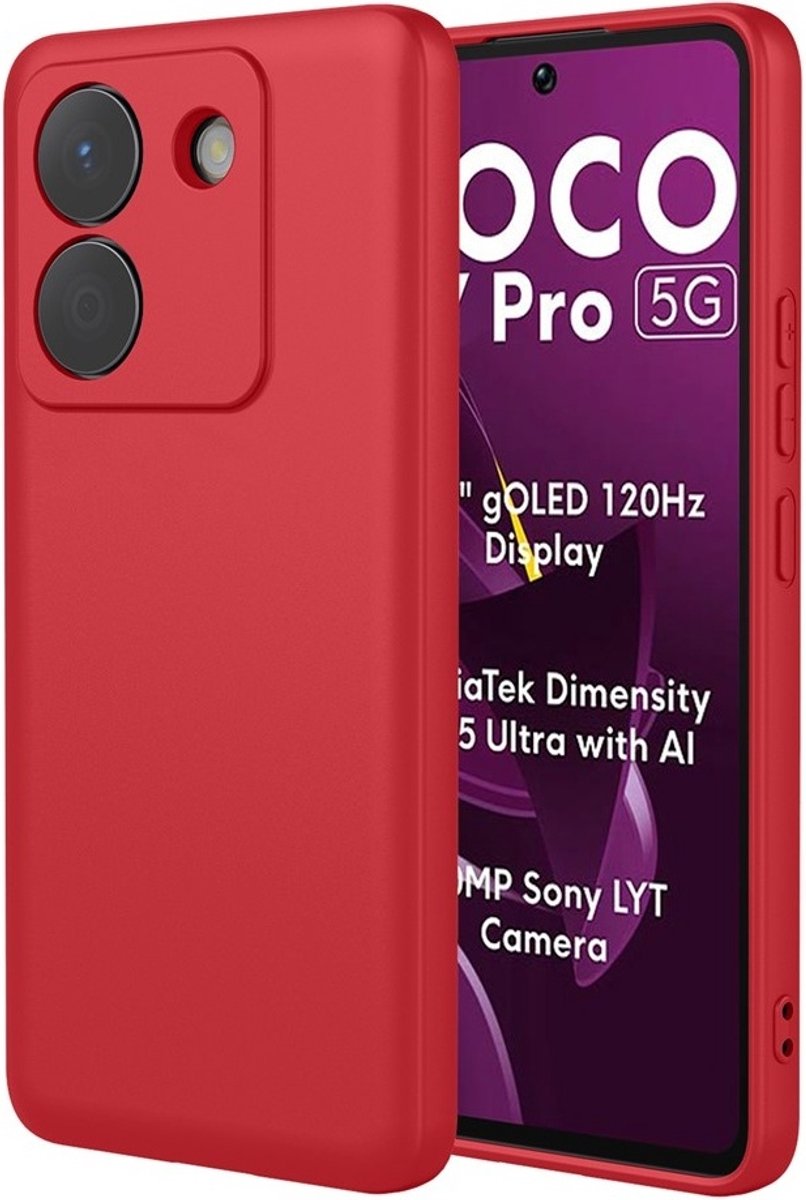 Hoesje geschikt voor Xiaomi Poco M7 Pro - Phonesta Soft Silk Silicone Back Cover - Rood