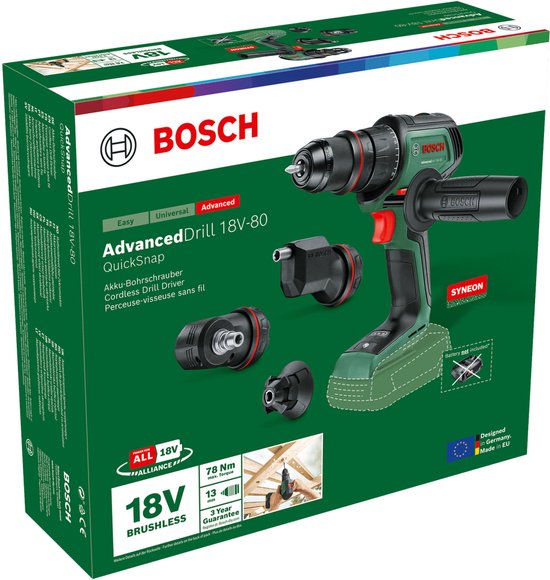 Bosch Home and Garden AdvancedDrill 18V-80 QuickSnap 06039E2003 Perceuse-visseuse sans fil 18,0 V