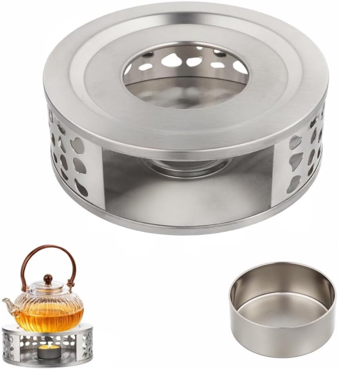 Octav8® Theewarmer - Warmhoudschaal - Theepot Warmer - RVS - Kaars
