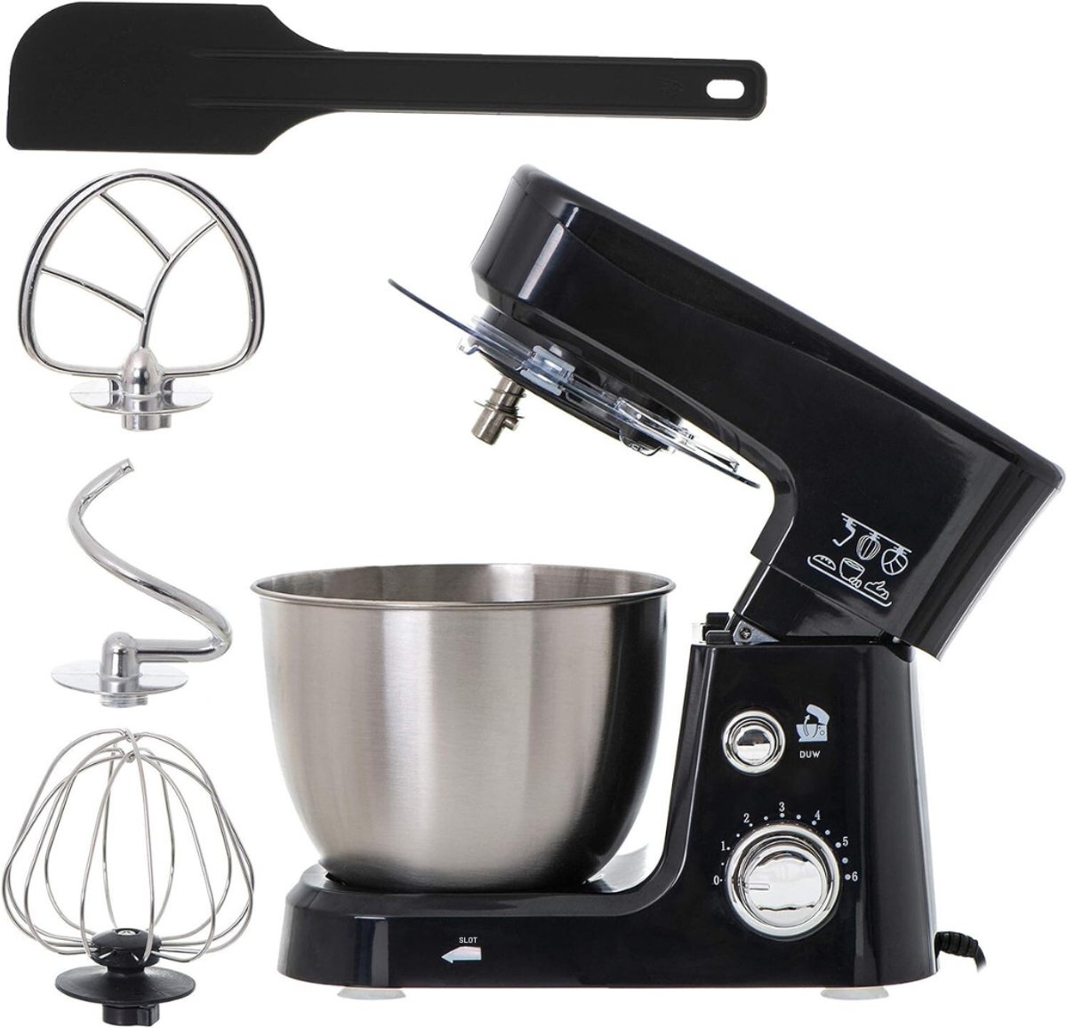 Aurixi® Mixer met mengkom - Mixer - Mixer met mengkom keukenmachine - Zilver - 22cm x 35cm x 30cm