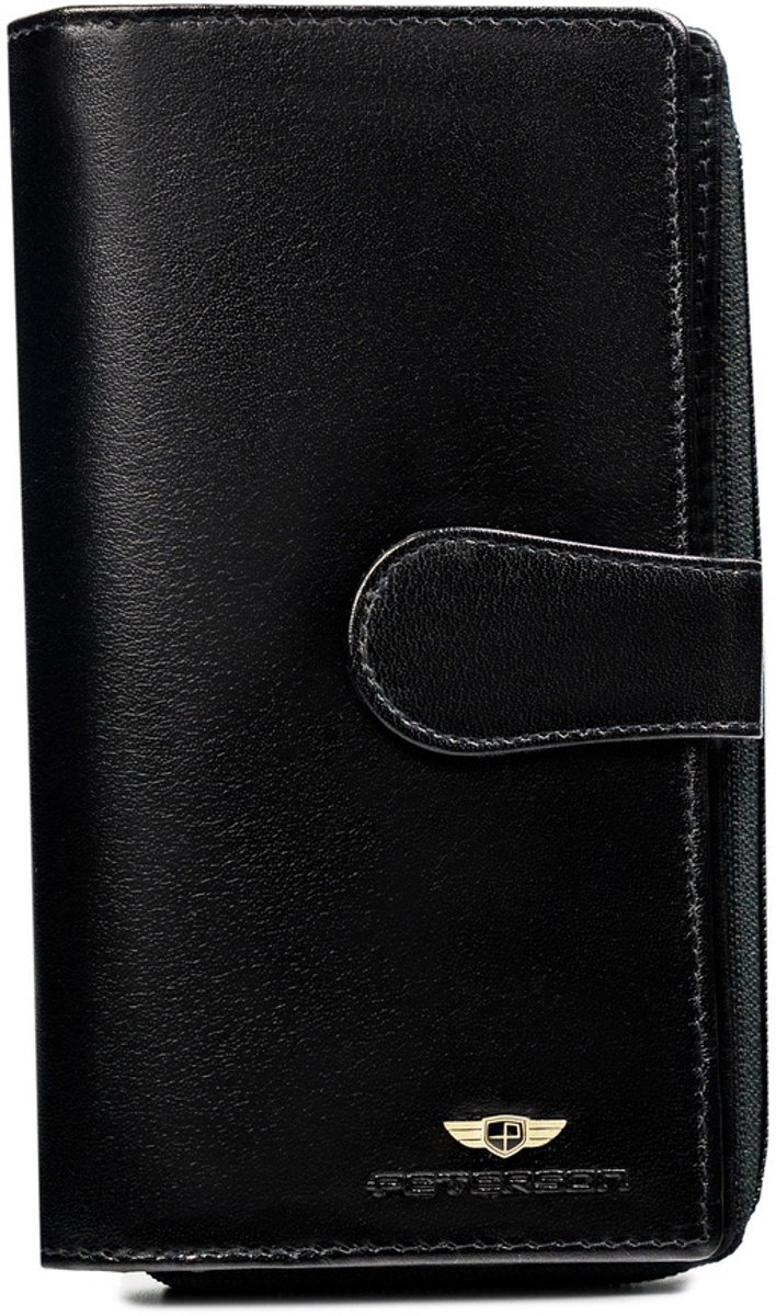 Peterson Luxe Grote Damesportemonnee – Echt Leer met Holografische Finish – RFID-beveiliging – Rits & Druksluiting – Ruimte voor Kentekenbewijs