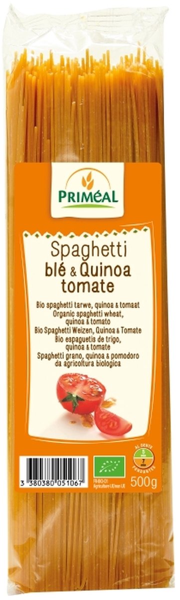 Primeal Organic spaghetti tarwe quinoa tomaat 500 gram