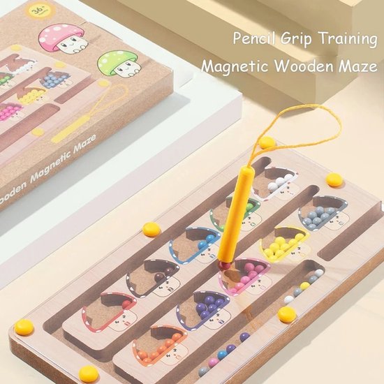 Magnetische stripnummers en paddestoel houten doolhof | Pen Control Training Educatief spel voor fijne motoriek en logisch denken Geschikt voor kinderen vanaf 3 jaar — afbeelding 4