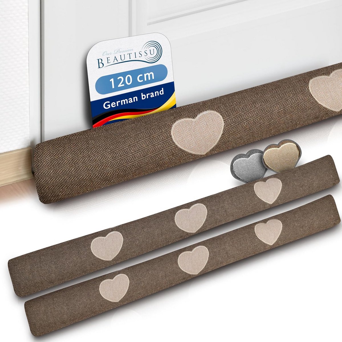 Draught Stopper 120 cm - Heavy Door and Window Excluder - Energy Efficient Windstopper in Brown