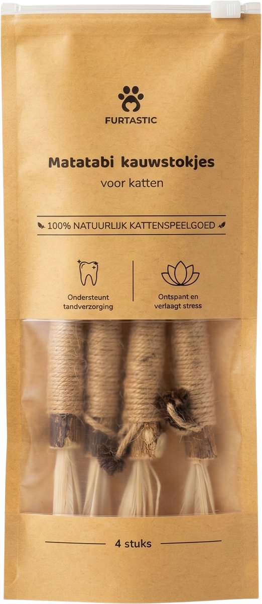 FURTASTIC® Matatabi Stokjes voor Katten - 4 Stuks – 100% Natuurlijk Catnip Kattenspeelgoed — afbeelding 10