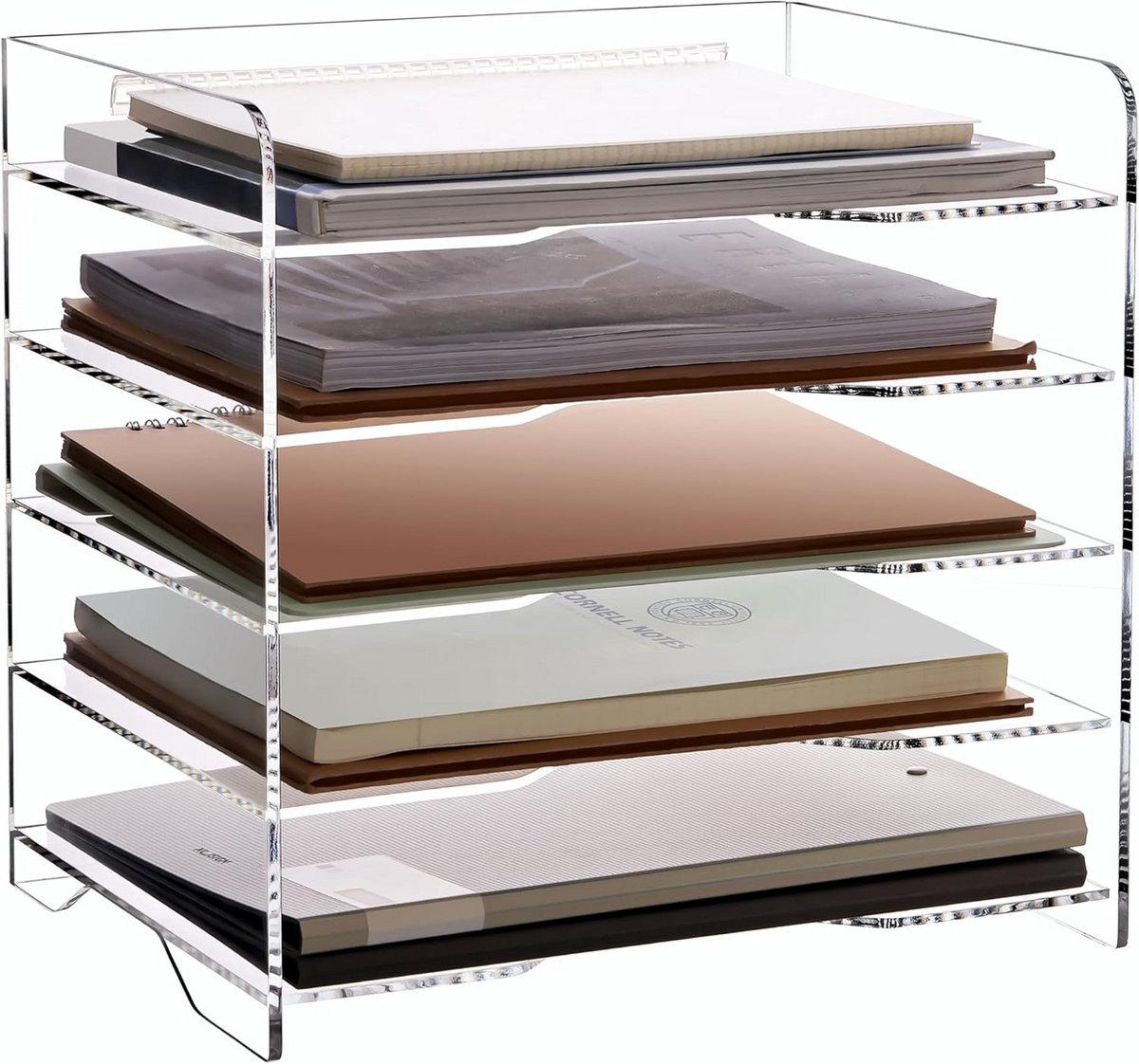 Bureau File Organizer met 5 Tier Horizontale Planken - Acryl Brief Tray Papier Organizer voor Thuiskantoor