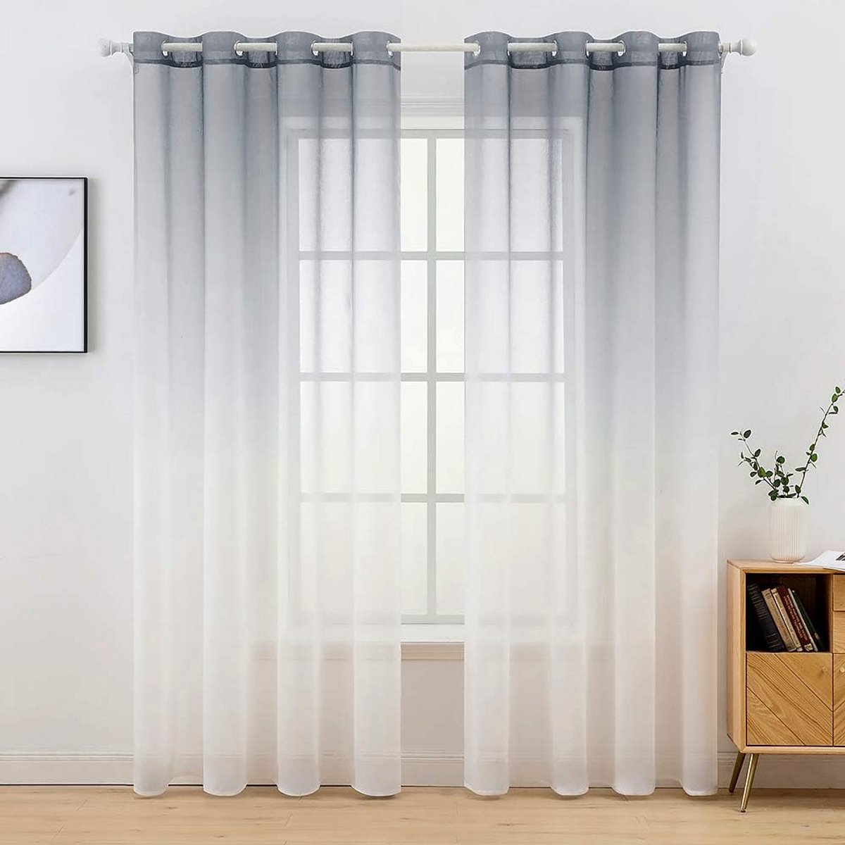 Transparante Gordijnen met Kleurverloop Vitrage Set van 2 - 245 x 140 cm