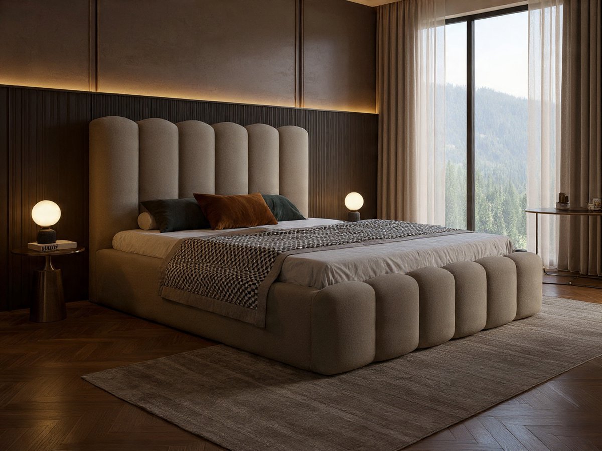TESSA Luxe Tweepersoonsbed – 200x200 cm – Modern Gestoffeerd Bed met Magic Velvet Fluweel, Opbergruimte en Houten Lattenbodem – Elegant Halfrond Design voor Slaapkamer, Functioneel en Comfortabel-Novihome