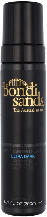 Donkergrijze Bondi Sands 'Ultra Dark' zelfbruinende schuimfles.