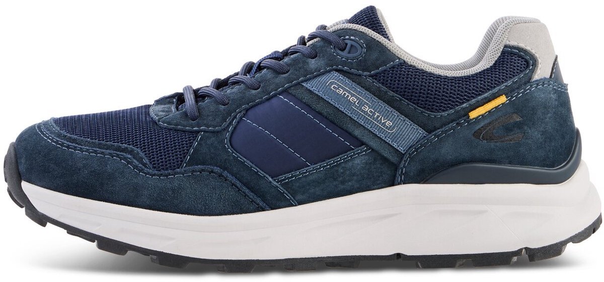 camel active Sneaker van nubuck en textielmix met comfortabele zool - Maat menswear-42 - Marineblauw