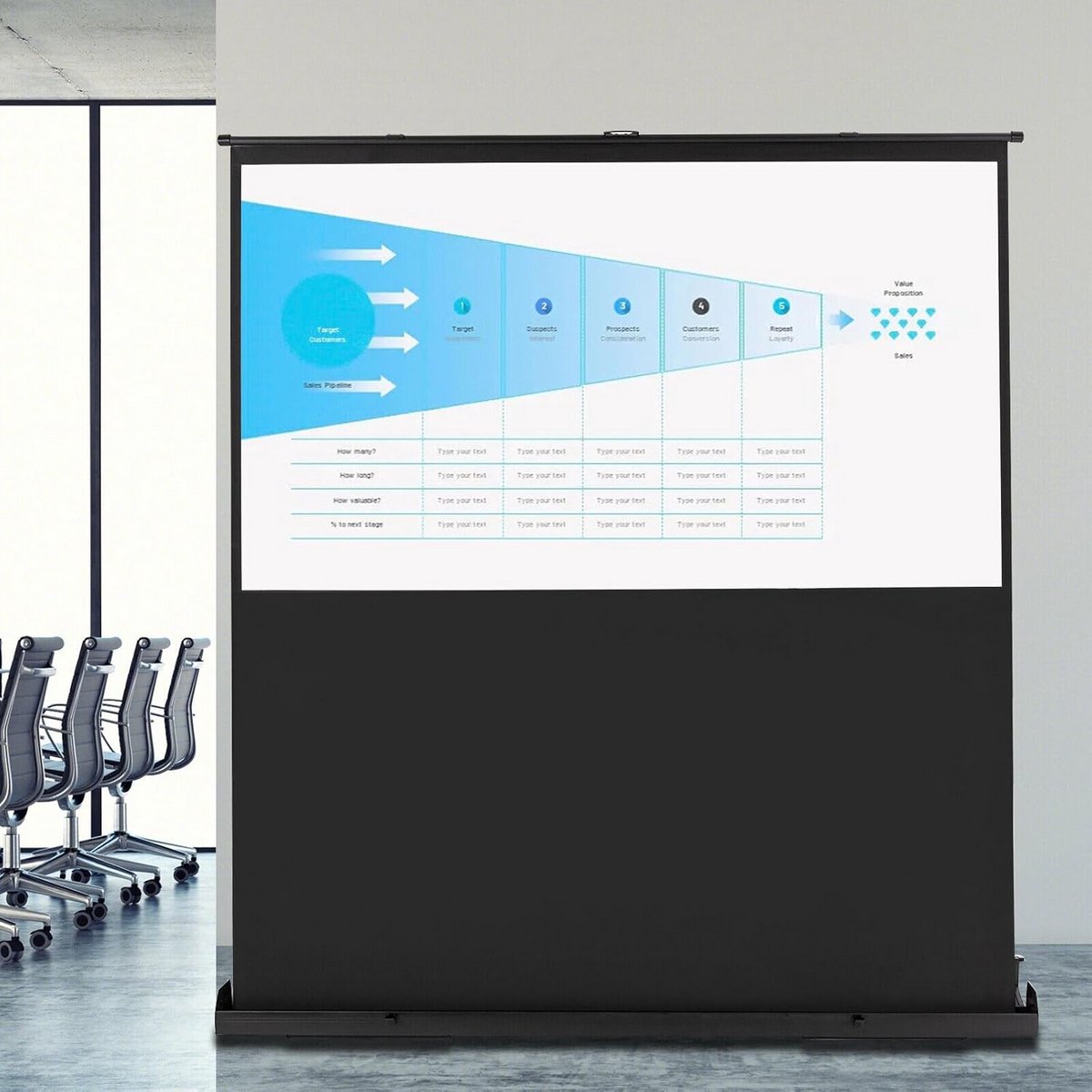 Draagbaar 80 inch projectiescherm voor thuisbioscoop en evenementen - Ondersteunt 4K en 8K