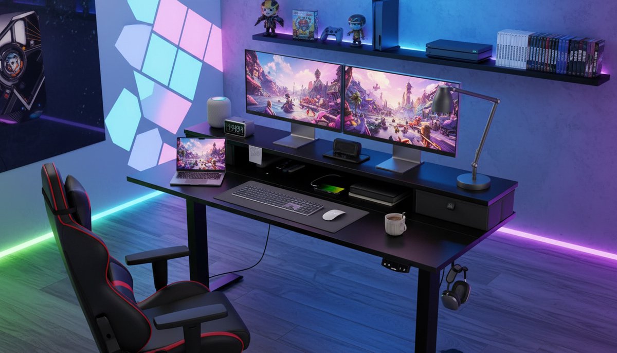 Electric Desk Casa Velluto Elite 140x60 cm – Elektrisch In Hoogte Verstelbaar Zit-Sta Bureau met 2 Laden, Geheugenfunctie en Anti-Botsingstechnologie – Kantoor- en Thuisbureau, zwart
