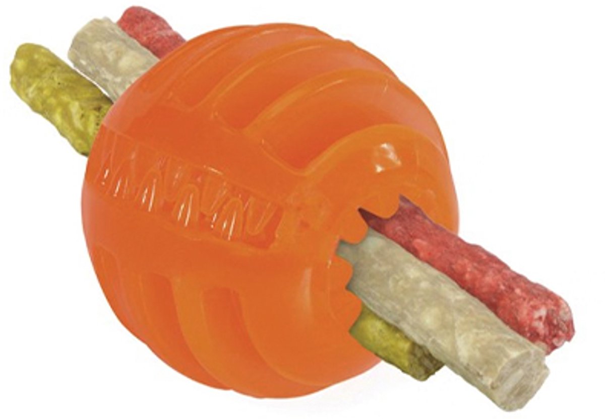 Camon - treat bal rood of oranje - voor honden - zowel bezighouds als apporteer speeltje sterk en leuk 8 cm - TPR -tandverzorgend