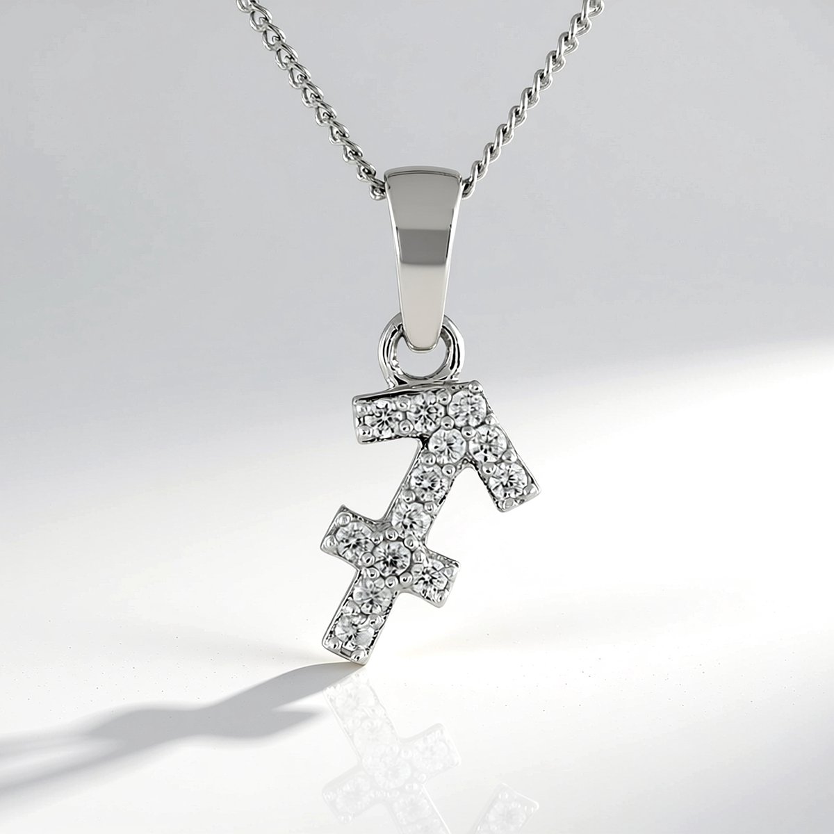 Cavill - Zilveren Halsketting 925 Sterling Zilver met Platina Coating - 13 Ronde Zirkonia 0,271 ct - Boogschutter Astrologie Sieraad