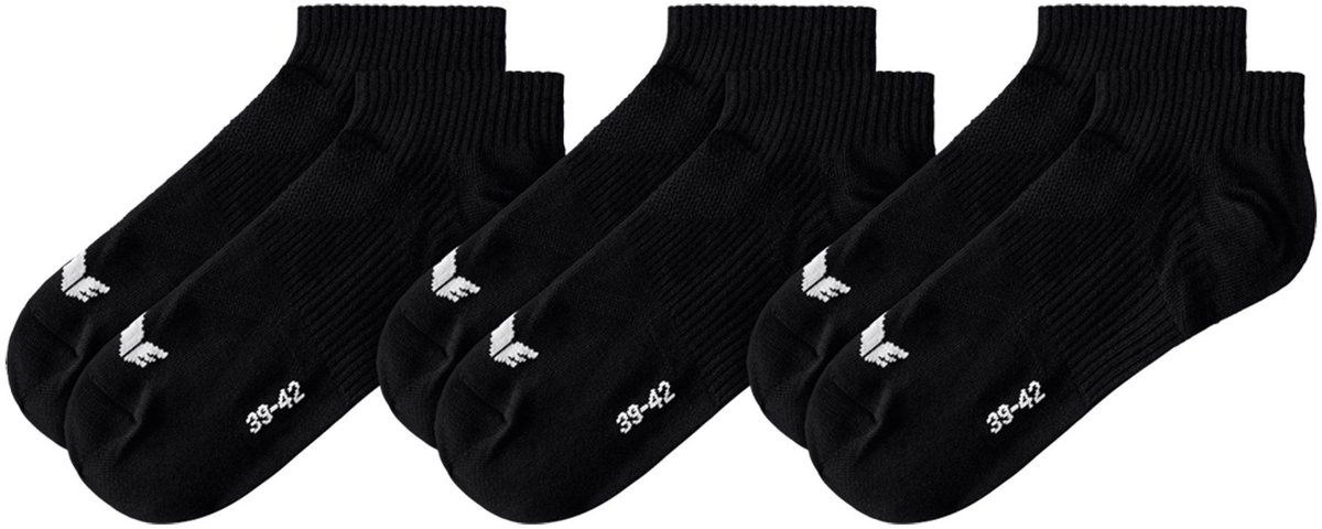 Erima 3 Paar Sneakersokken - Zwart | Maat: 35-38