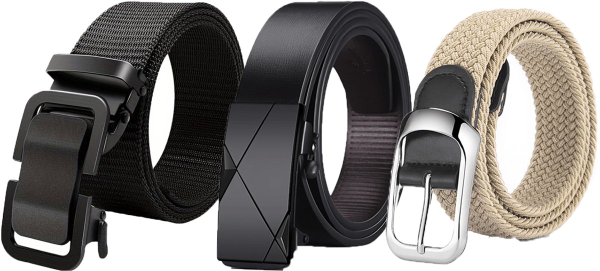 3-piece fashion minimalist commuter belt with metal buckle, elegant, exquisite, lightweight and comfortable, perfect for jeans, dates and office, an essential accessory for quality men.