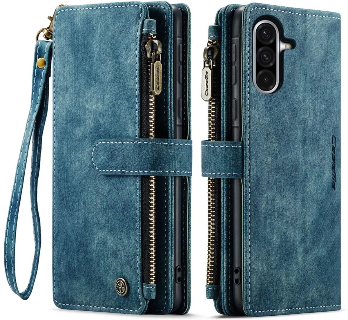 CaseMe C30 Hoesje Geschikt voor Samsung Galaxy A36 | Wallet Zipper Book Case met Pasjeshouder | Beschermhoes met Portemonnee | Blauw
