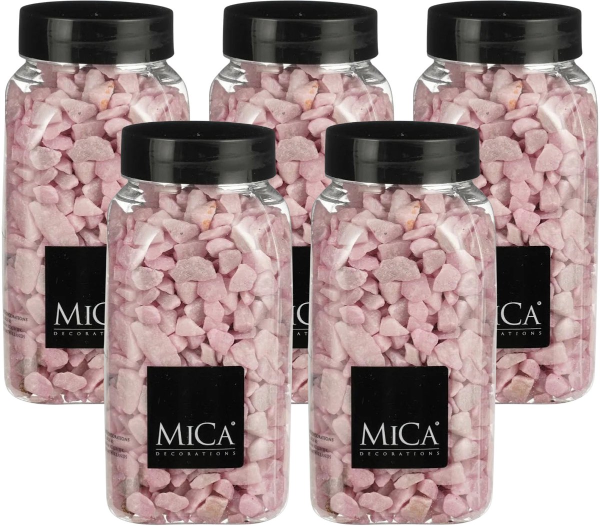 Mica Decorations decoratie steentjes - 5x - lichtroze - 650ml - hobby steentjes - sier stenen