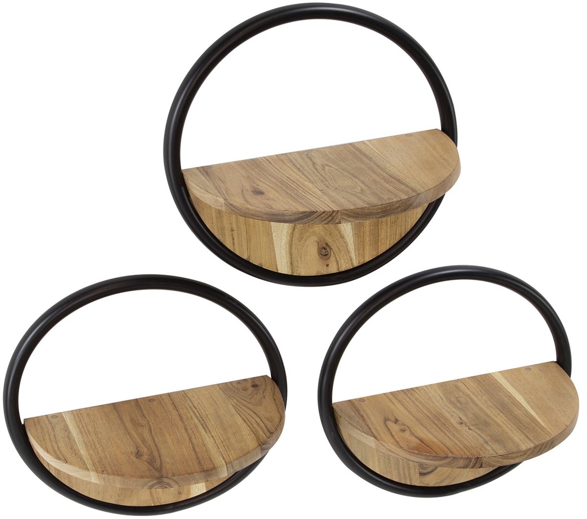 Giga Living Wandschap Round - Bruin Hout