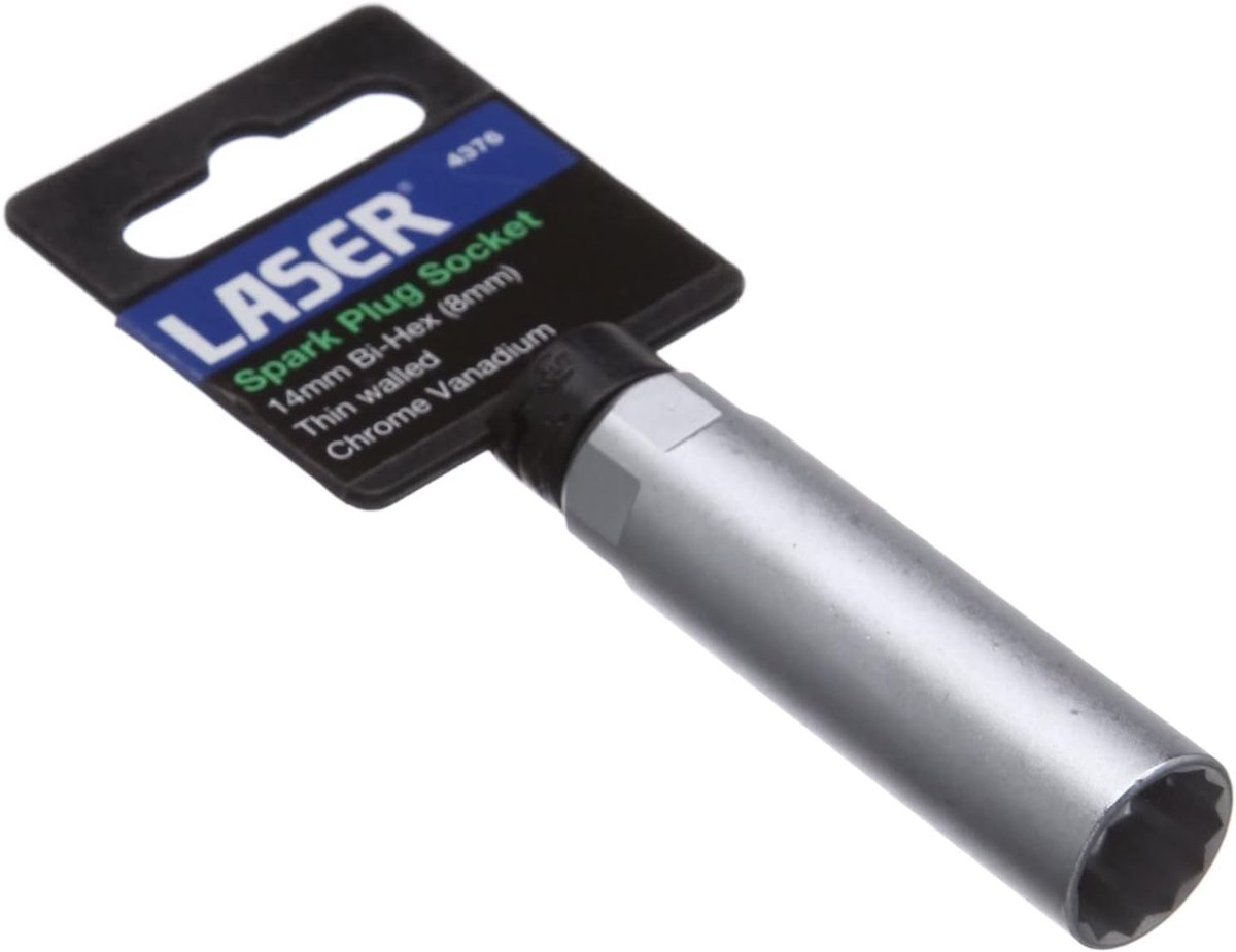 Bougiesleutel 8 mm - Dopsleutel - Motoronderhoud - Rubberen inzetstuk - 12 punt 3/8"