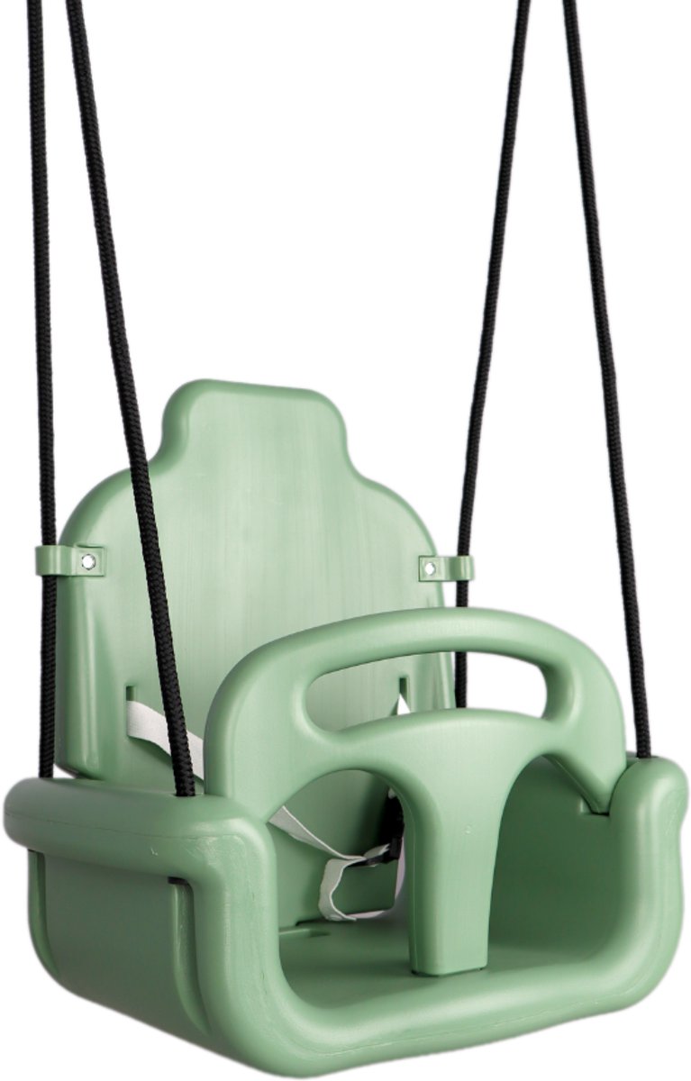 B-Play Babyschommel Groeimodel Pastel groen met BR touwen zwart