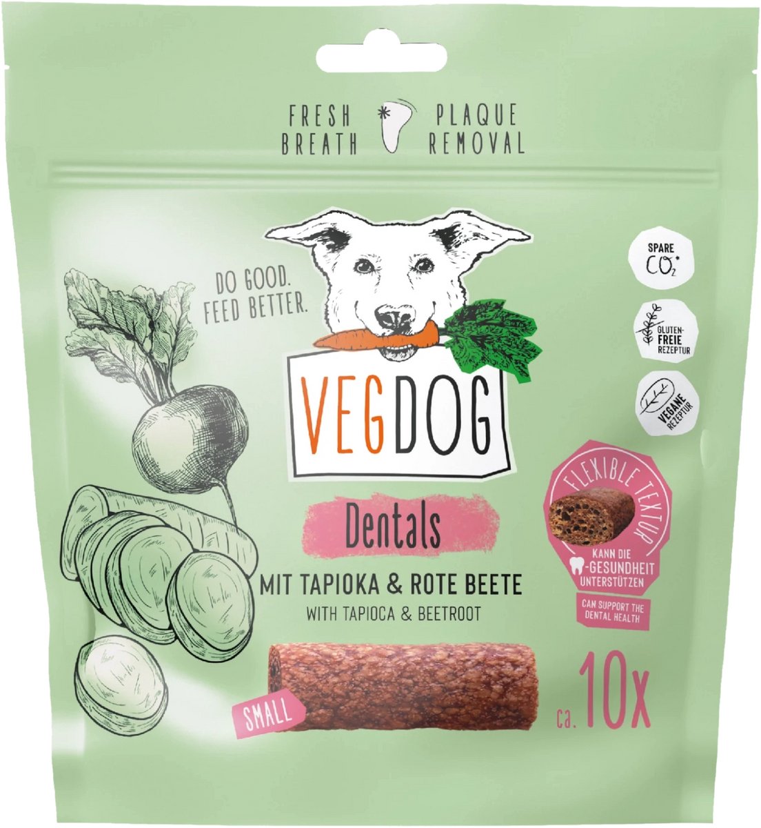 VEGDOG Dental Chews Tapioca & Biet - Gebitsverzorgende Hondensnack - Kleinere Honden - Vegan - Vetarm