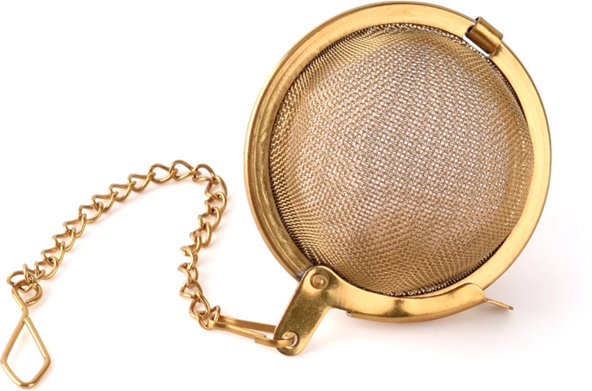 Thee Ei - Voor Losse Thee - Theezeef - Kruidenbol - Goud