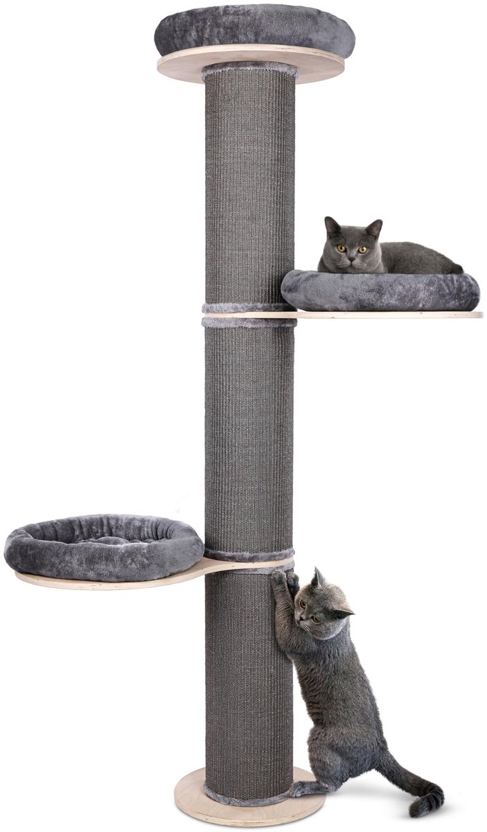YYchan krabpaal voor grote katten - krabpaal Muurbevestiging - krabpaal hout - H 185cm - Paal Ø 20 cm - Grijs