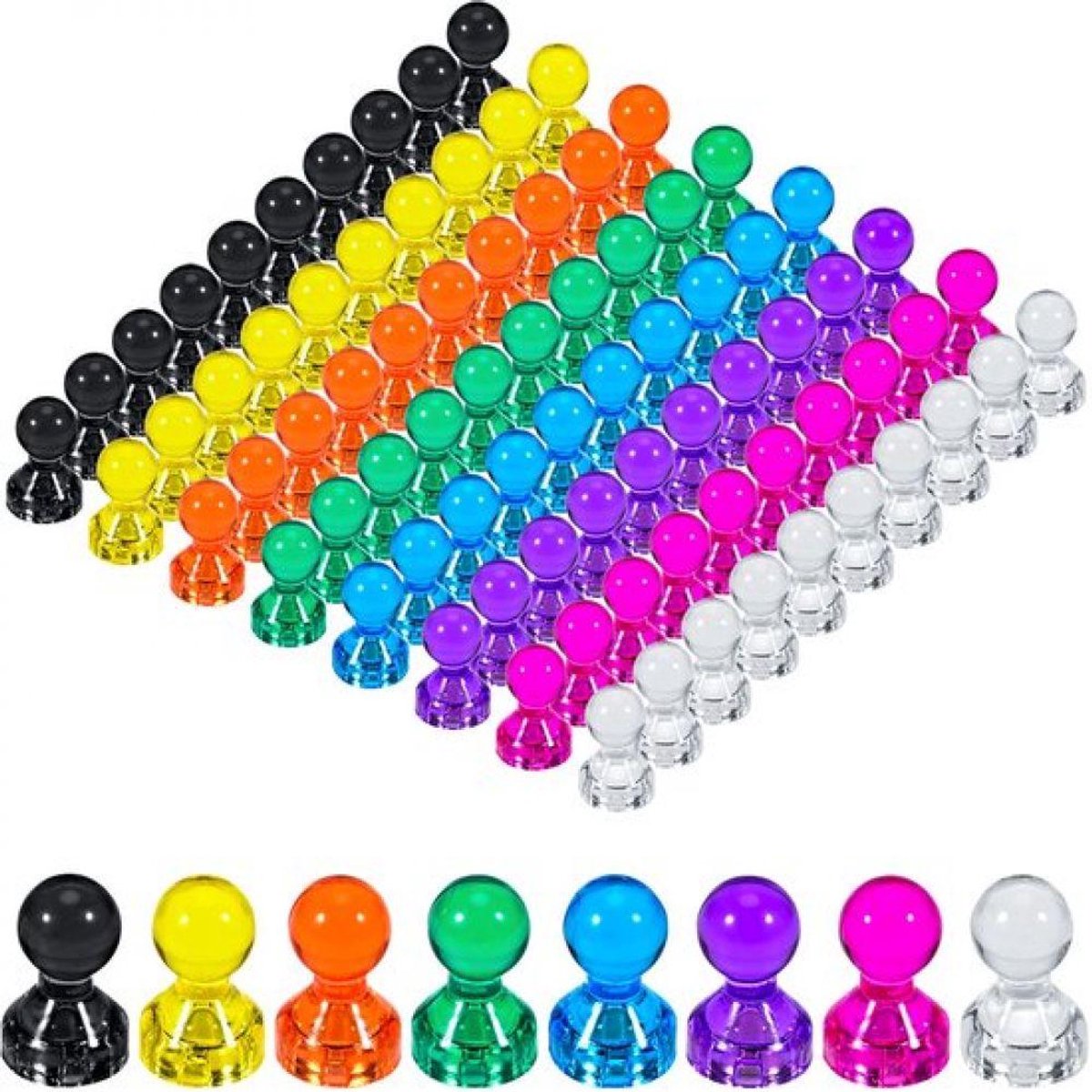 TuseRxln Magneetpinnen - Kleurrijk - 11 x 17 mm - 80 stuks - Voor koelkast en whiteboard