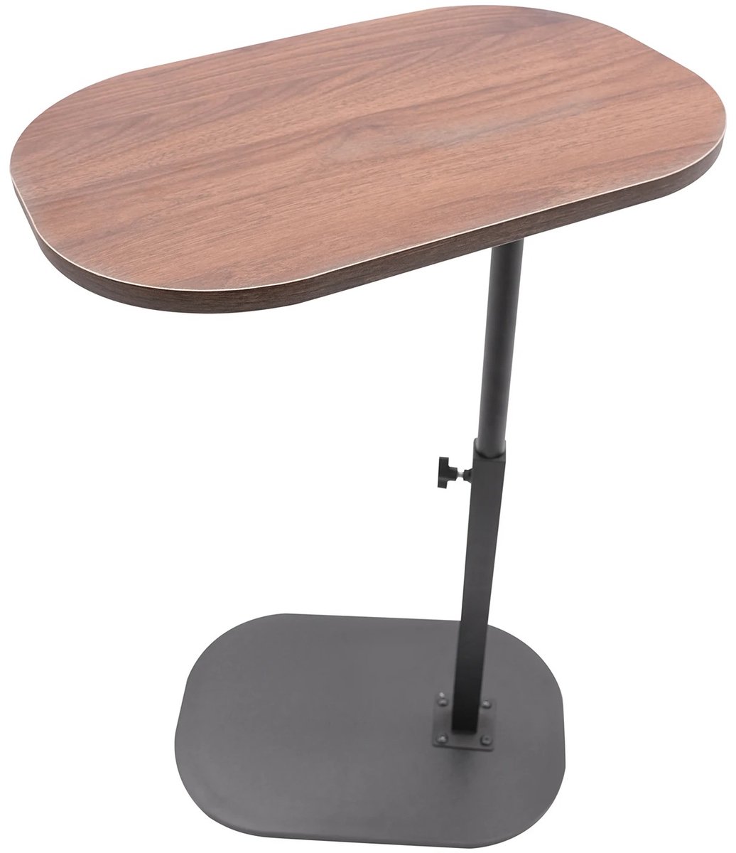 Trendique - Bijzettafel - Verstelbaar 45-80 cm - Laptoptafel - Salontafel - 360° draaibaar - Metaalframe - 45x30cm - Donkerbruin