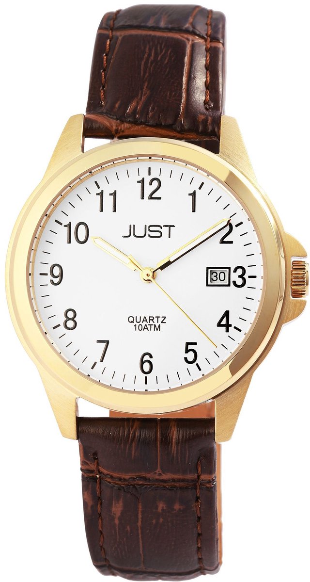 JUST Herenhorloge van echt leer Troy Just herenhorloge van echt leer, 3 wijzers, datumweergave