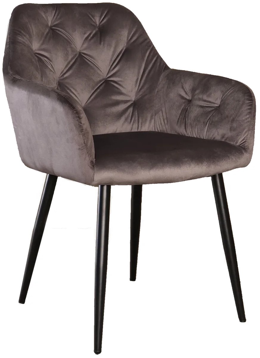 Lizzely Garden & Living Eetkamerstoel met armleuning Paco velvet antraciet eetstoel zetel
