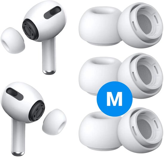 3 Pack Siliconen Medium (M) Dopjes Oordopjes Vervanging Tips Geschikt voor AirPods Pro (1e & 2e Generatie)