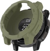 Stravo TPU Beschermhoesje geschikt voor Garmin Instinct 3 (50mm) – Rugged Bescherm Case – Flexibele TPU Bumper – Groen