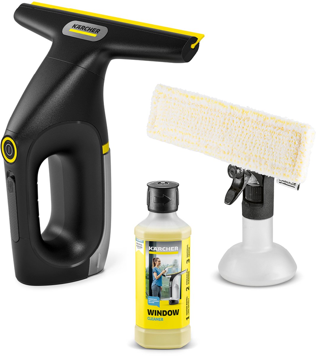 Kärcher Window Vac WV 2 Universal Extra+ Black draadloze ruitenreiniger - Raamwisser met looptijd accu 35 minuten voor 105 m² - Ramenwasser voor douche en andere gladde oppervlakken - Incl. sproeiflacon, microvezeldoek en 500 ml reinigingsmiddel