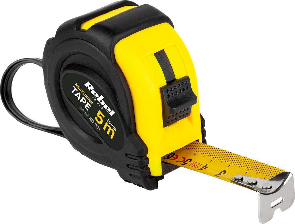 Rebel Tools - Stalen Rolmaat - 5m - 25mm - Met Blokkeerknop