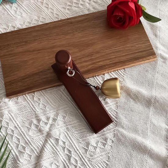 2-delige set - Massief koperen bel - Decoratief - Deurbel - Messing bel - Ornament - Geschikt om in winkels op te hangen, kan ook als huisdierbel gebruikt worden - 3,9*3,9 cm - Walnootkleur — afbeelding 4