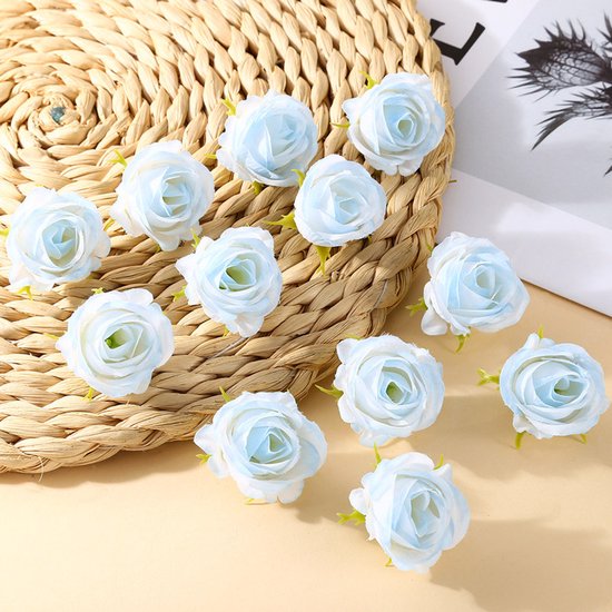 MWOOT Blauwe kunstbloemen, 144 stuks, mini-roos van schuim, kleine kunstros, voor doe-het-zelf, bruiloft, feest, festival, Valentijnsdag, decoratie, 2,5 cm kunstbloemen