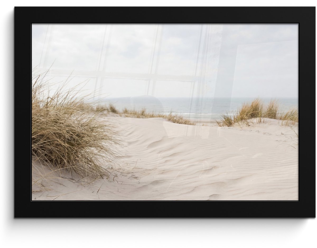 FrameYourWall Poster in lijst - Fotolijst 30x20 cm - Posters - Wolken - Duinlandschap - Zand - Posterlijst zwart - Decoratie - Wanddecoratie woonkamer - Muurdecoratie slaapkamer