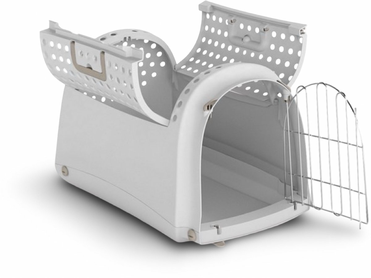 Imac Linus Cabrio Reismand Grijs | Transportbox Kat Kleine Hond Metalen Deur Ventilatie 50x32x34,5 cm - Afbeelding 2