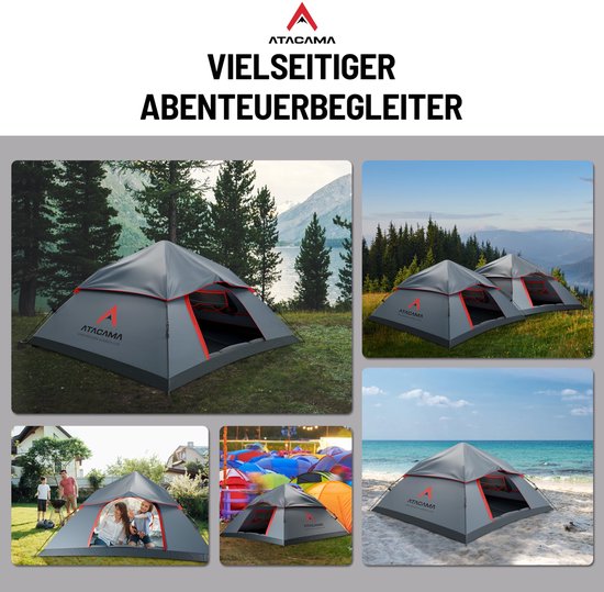 Atacama-kampeertent - Ultralichte pop-up tent - Compact en duurzaam - Perfect voor trektochten, bikepacking, survival- en outdooravonturen - Pop-up tent voor 3 personen van Merkloos — afbeelding 5