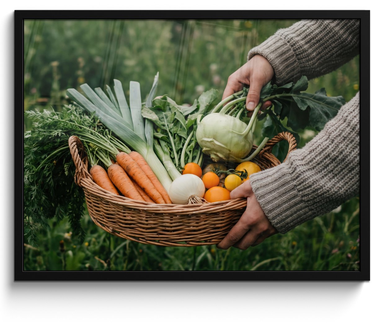 FrameYourWall Poster in lijst - Fotolijst 70x50 cm - Posters - Veld - Groenten - Biologisch - Oogst - Posterlijst zwart - Decoratie - Wanddecoratie woonkamer - Muurdecoratie slaapkamer