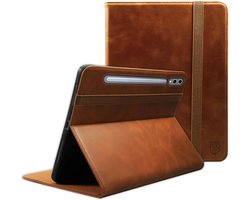 Rosso Deluxe Hoes Geschikt voor Samsung Galaxy Tab S10 Plus / Tab S9 Plus / Tab S9 FE Plus | Book Case Echt Leer | Sleep/Wake | Standaard | Penhouder | Beschermhoes Bruin