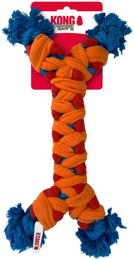 KONG Rope Rally Bot - Pulling Fun - 38 x 16 x 3 cm - Medium - Oranje, rouge et Blauw
