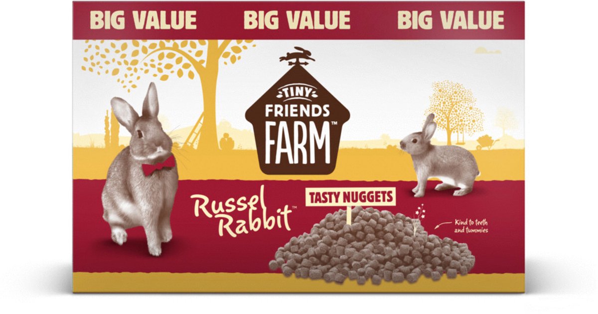Tiny Friends Farm Russel Rabbit Tasty Nuggets Box - Konijnenvoer - 8 kg