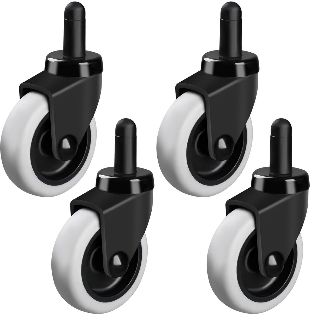 Universele Zwenkwielen Set van 4 voor Dweil Emmer, 3 Inch, Niet-Marquerend TPR