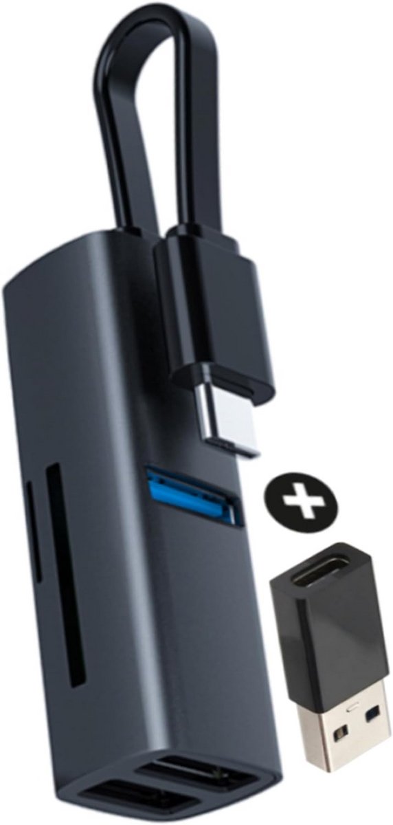 All-in-One USB 3.0 en USB-C geheugenkaartlezer voor SD en microSD - Compacte cardreader met converter
