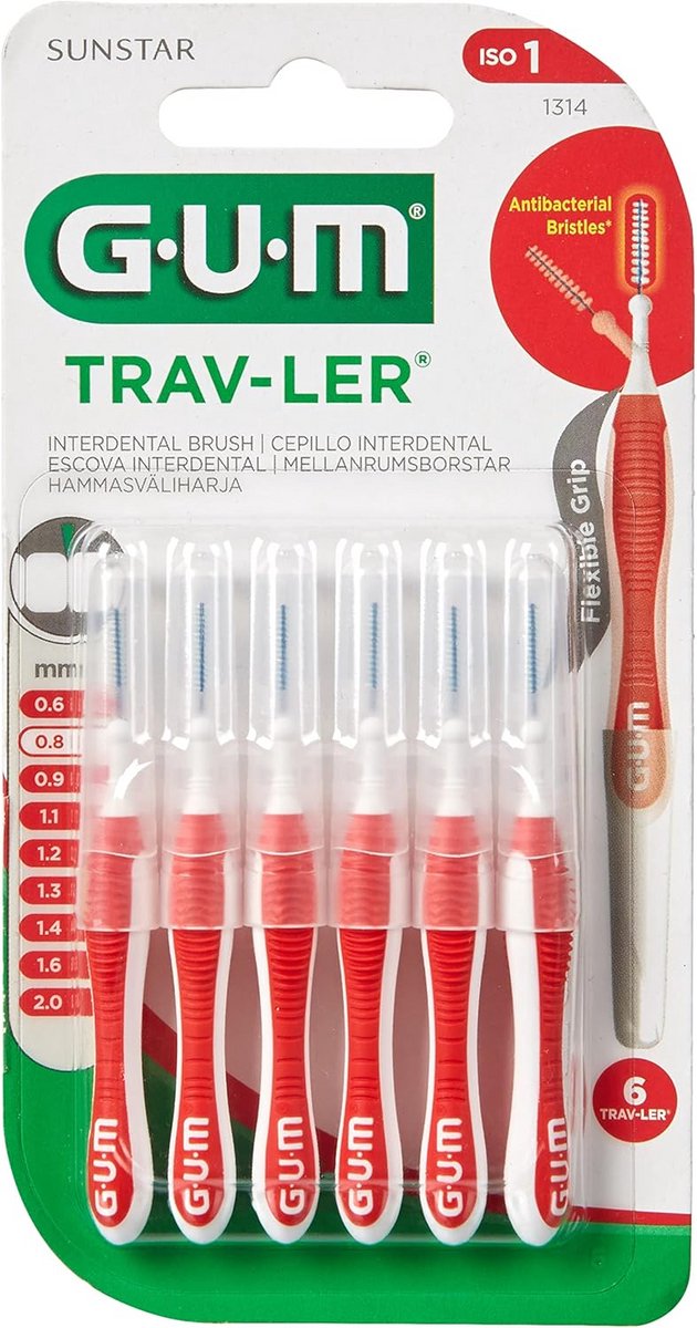Rager interdentale borstels 0,8mm - 6 stuks - plaque verwijderen - bacterievrij