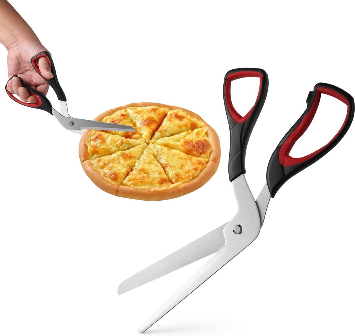 Roestvrijstalen Pizzaschaar met Zacht Handvat - Multifunctionele Keukenschaar, 27 cm, Vaatwasmachinebestendig, Ergonomisch