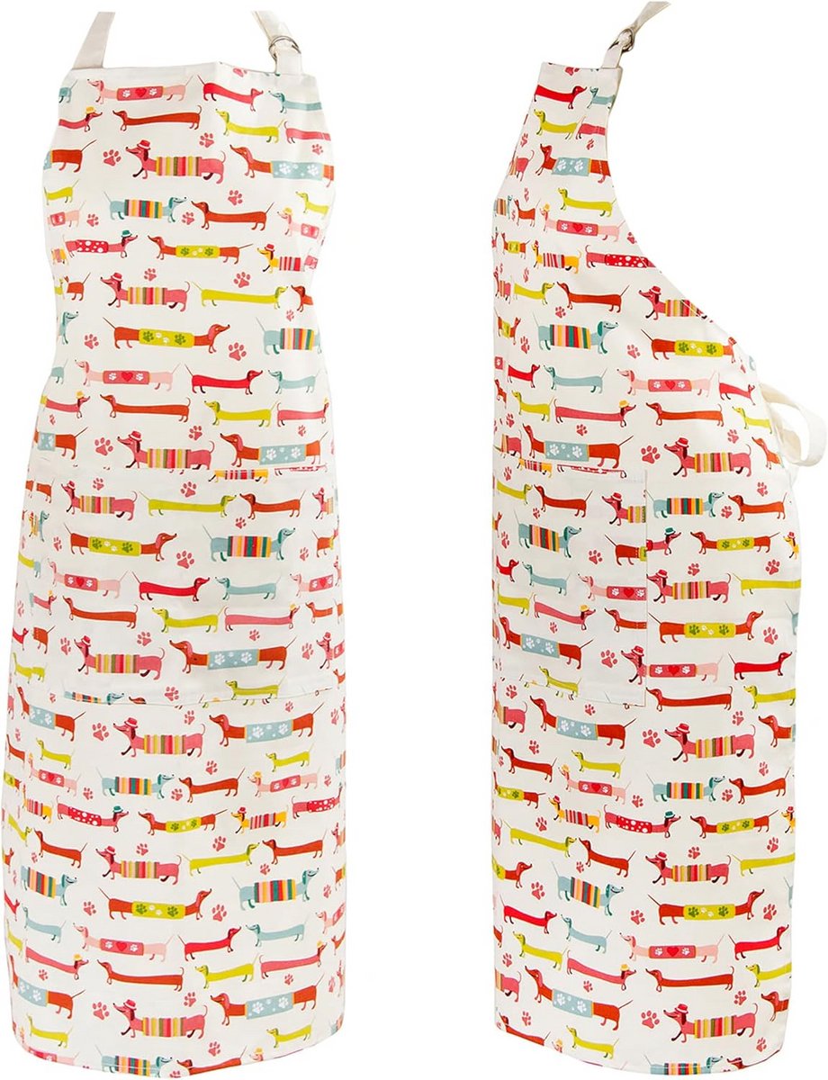 Katoenen Keukenschort met Teckelprint voor Koken en Bakken